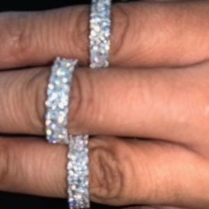 Sterling silver pave lab diamond bands